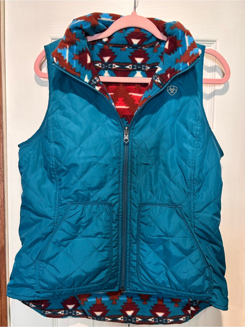 Ariat Reversible Teal Quilted Fleece-Lined Vest